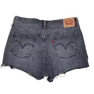Levis 501 Shorts Womens 32 Button Fly Black Faded Cut Off High Rise